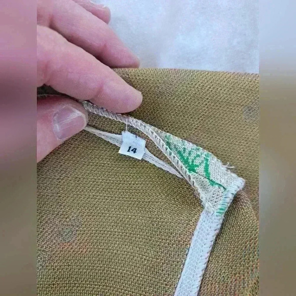 GOLDWORM Wool Knit Vintage Dress Metallic Green Floral Size S - Picture 15 of 15